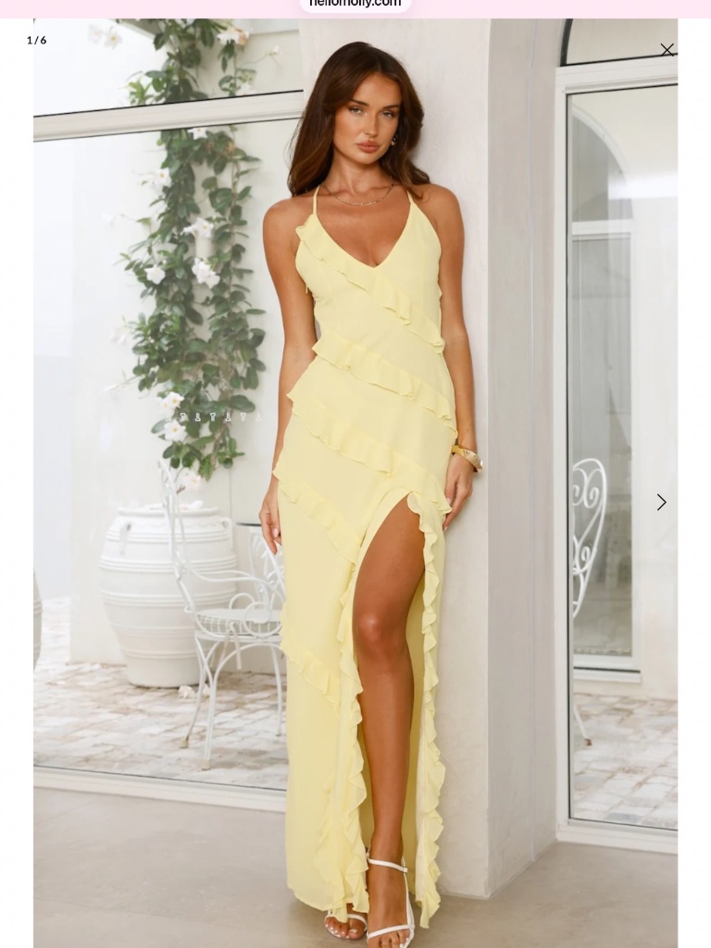 NWT Hello Molly XS Yellow Ruffle Maxi Dress